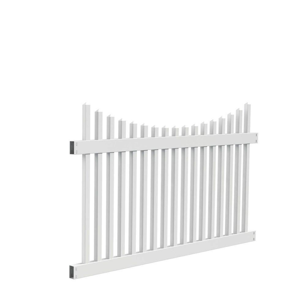Veranda Ottawa Scallop 4 ft. H x 6 ft. W White Vinyl Fence Panel Kit