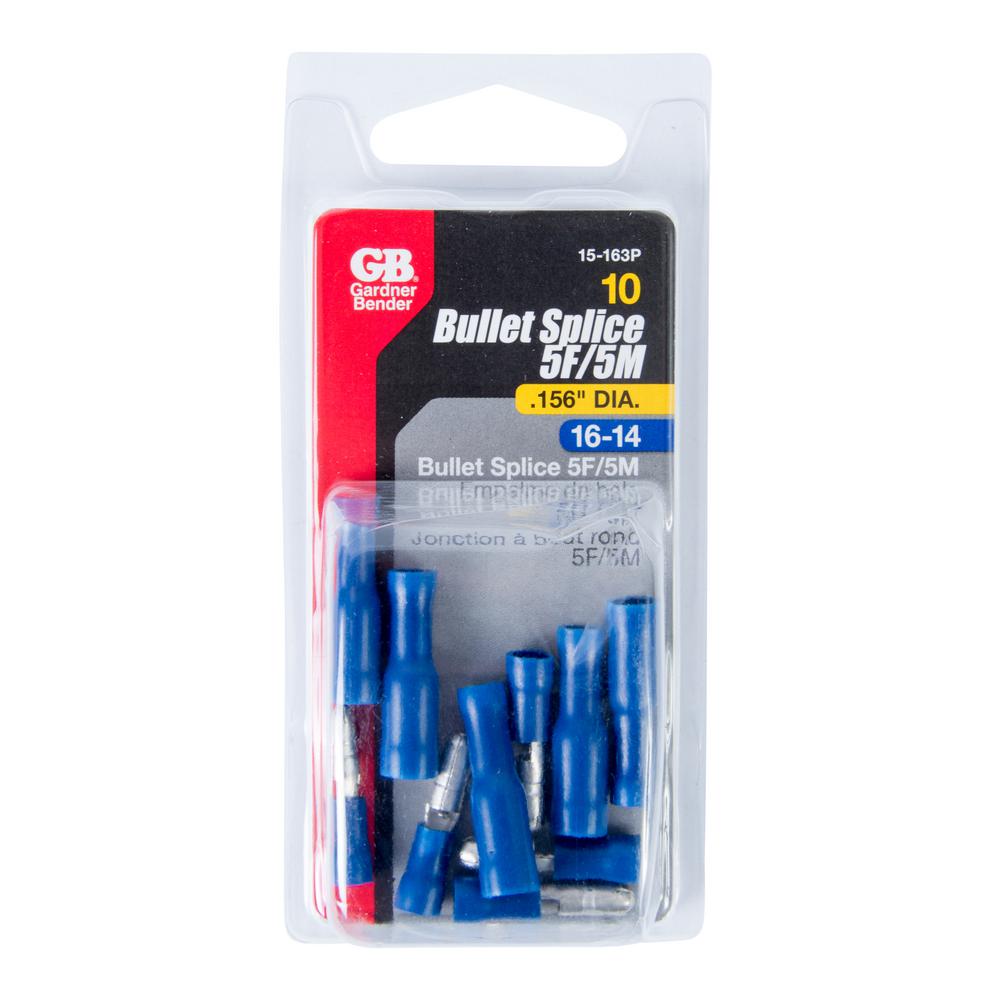 Gardner Bender 16 14 Awg 0 156 In Tab Snap Connector Butt Splice 5 Female And 5 Male Blue 10 Pack 15 163p The Home Depot