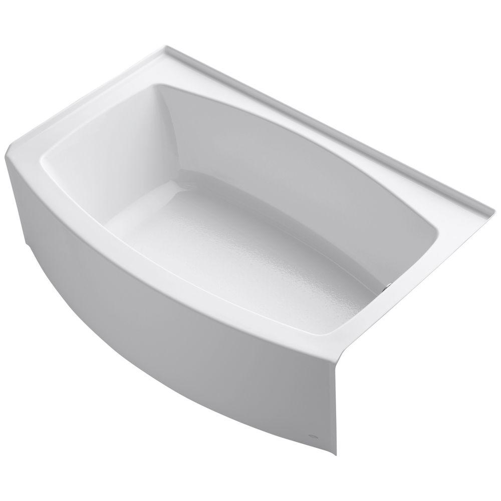 KOHLER Expanse 5 ft. Acrylic Right-Hand Drain Curved Farmhouse Rectangular Apron Front Non-Whirlpool Bathtub in White