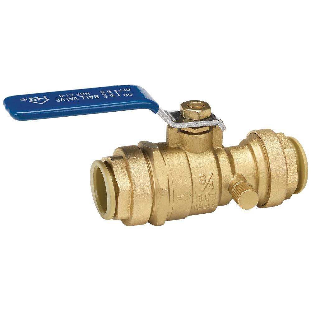 Homewerks Worldwide 3 4 In Brass Full Port Ball Valve With Drain And Push Fit Connections No