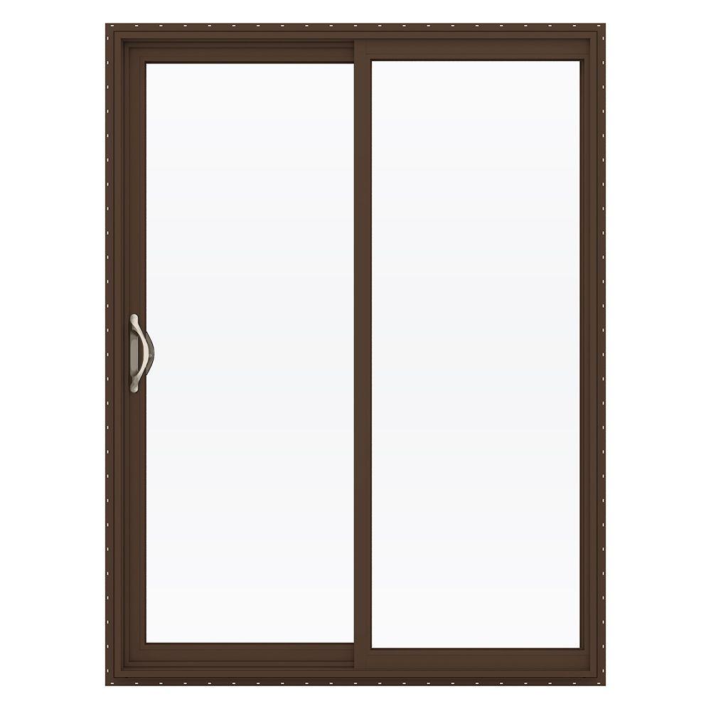JELDWEN 60 in. x 80 in. V2500 Brown Painted Vinyl LeftHand Full Lite