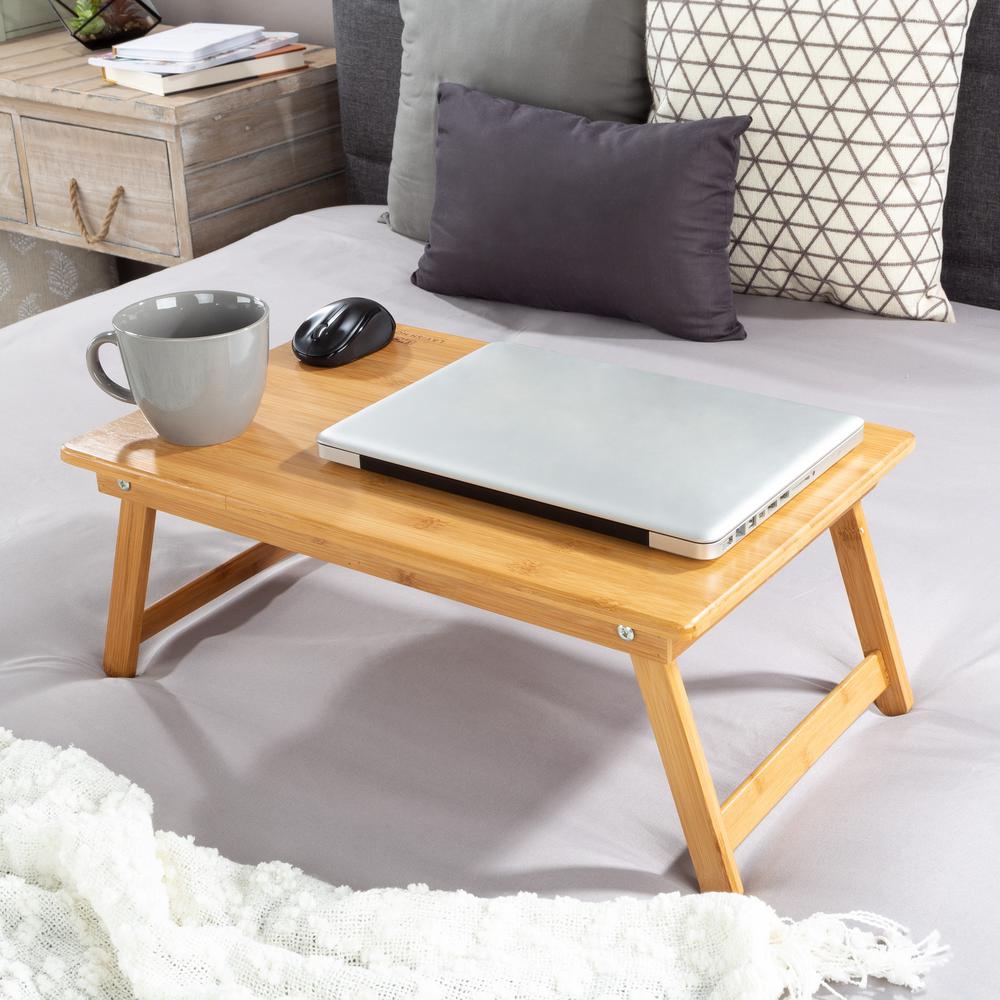 Lavish Home Bamboo Lap Desk Travel Tray With Adjustable Top And