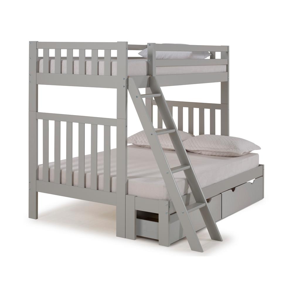 Alaterre Furniture Aurora Dove Gray Twin Over Full Bunk Bed With Alaterre Furniture Aurora Dove Gray Twin Over Full Bunk Bed With Storage Drawers