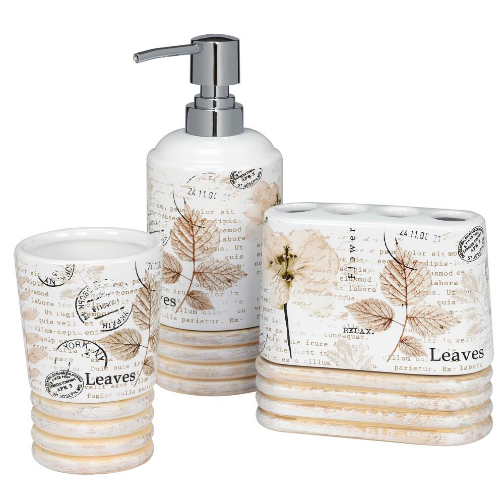 Creative Bath Pressed Leaves 3Piece Bath Accessory Set in NaturalHD