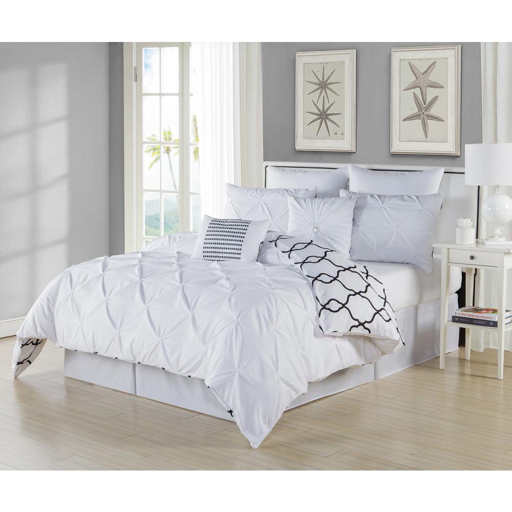 Duck River Esy Pintuck 8 Piece White Queen Comforter Set Esy