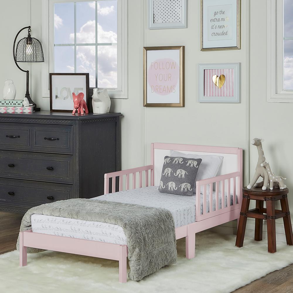 Dream On Me Brookside Blush Pink And White Toddler Adjustable Bed Dream On Me Brookside Blush Pink And White Toddler Adjustable Bed