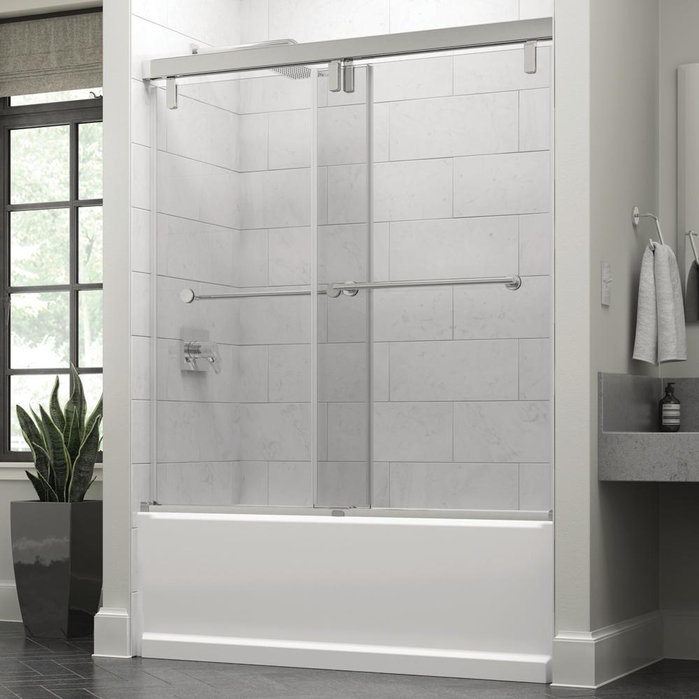 Clear Bypass Sliding Bathtub Doors Bathtubs The Home Depot
