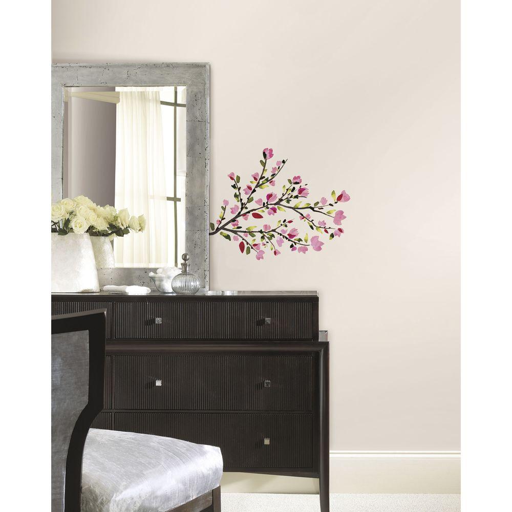 RoomMates 5 in. x 19 in. Pink Flowering Vine Peel and Stick Wall Decals