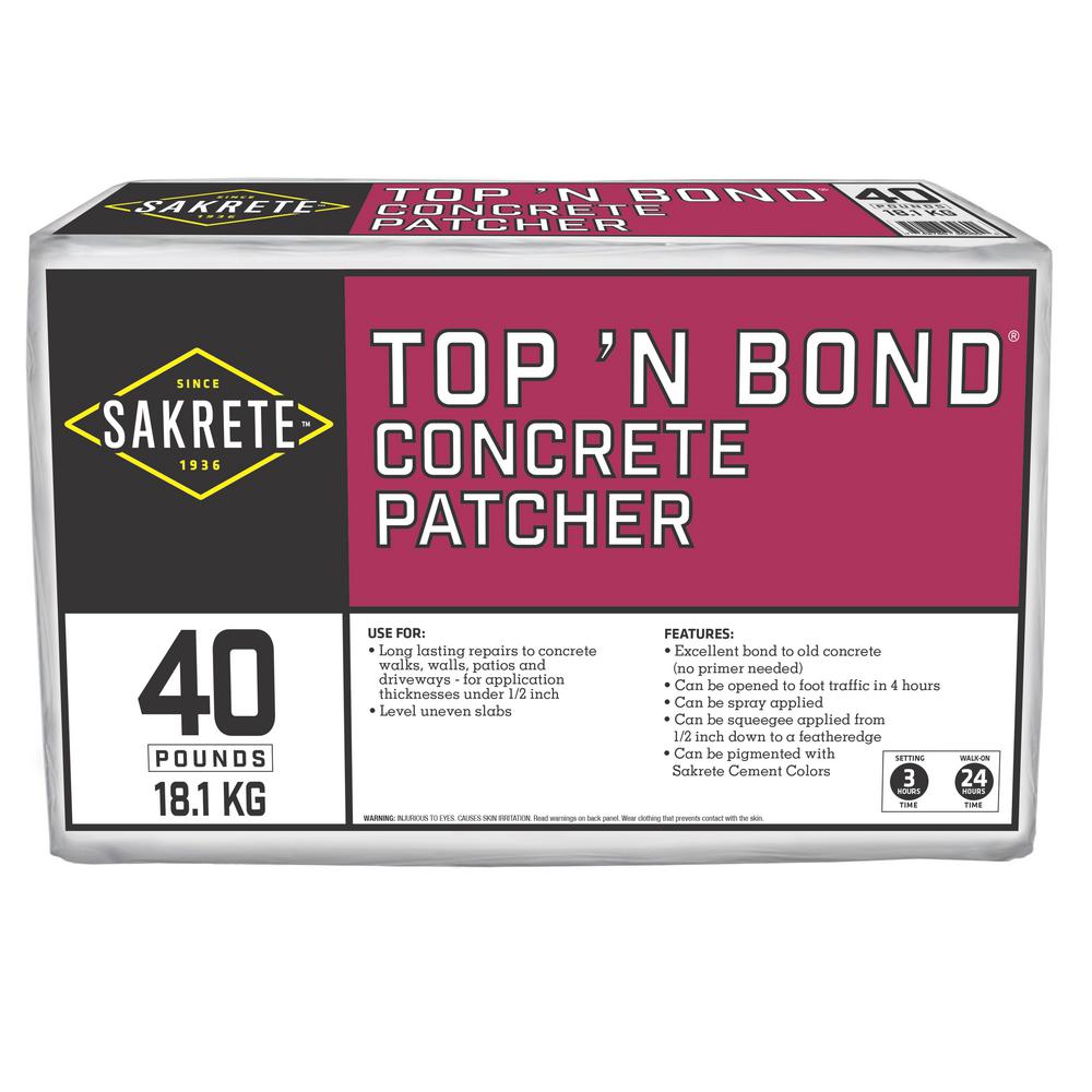 Sakrete 40 Lb Top N Bond Concrete Patcher In Gray 60201730 The Top N Bond Concrete Patcher In Gray