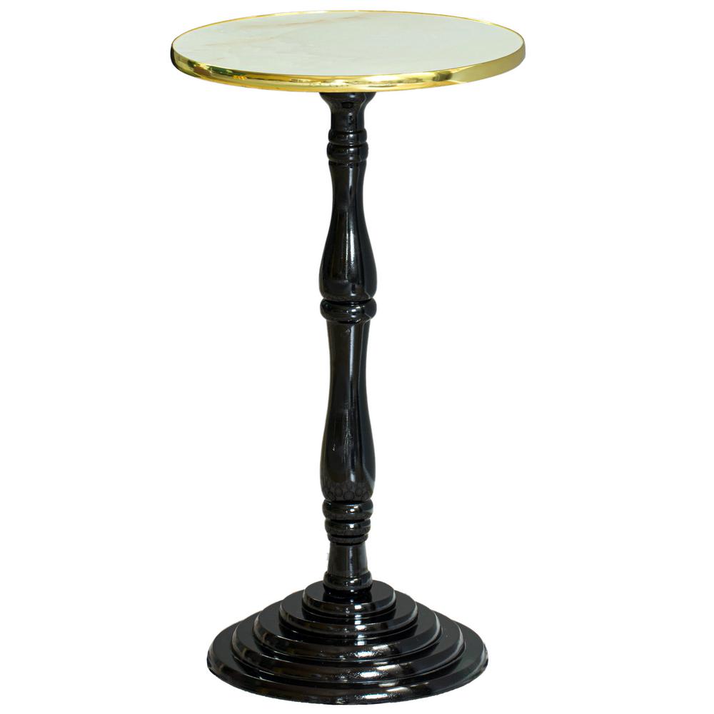 Bold Tones Round Wooden Side Table Living Room Accent Pedestal End Table White 26 5 In High Qi003778 Wt The Home Depot