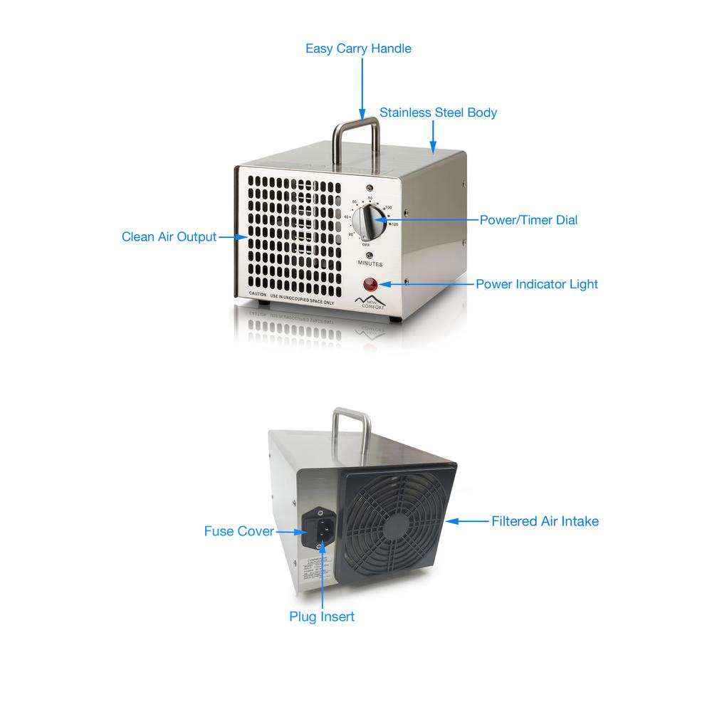 New Comfort Stainless Steel Commercial Ozone Generator Air Purifier He500stainless The Home Depot