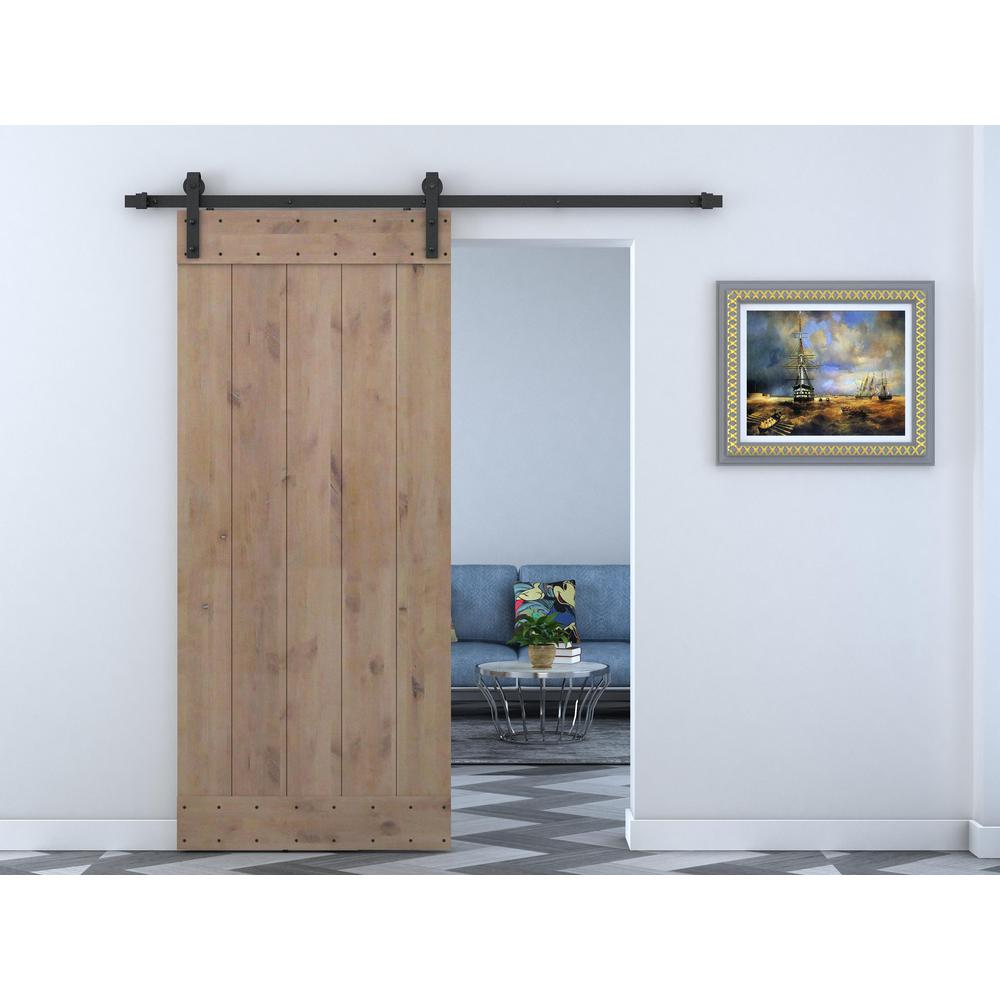36 In X 84 In Vertical Slat Primed Wood Finish Sliding Barn Door