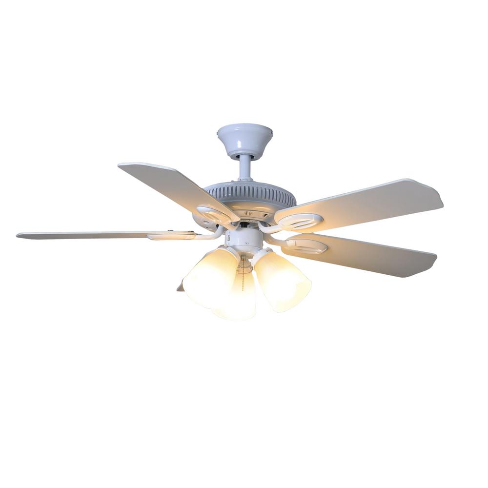 Glendale 42 In Led Indoor White Ceiling Fan With Light Kit