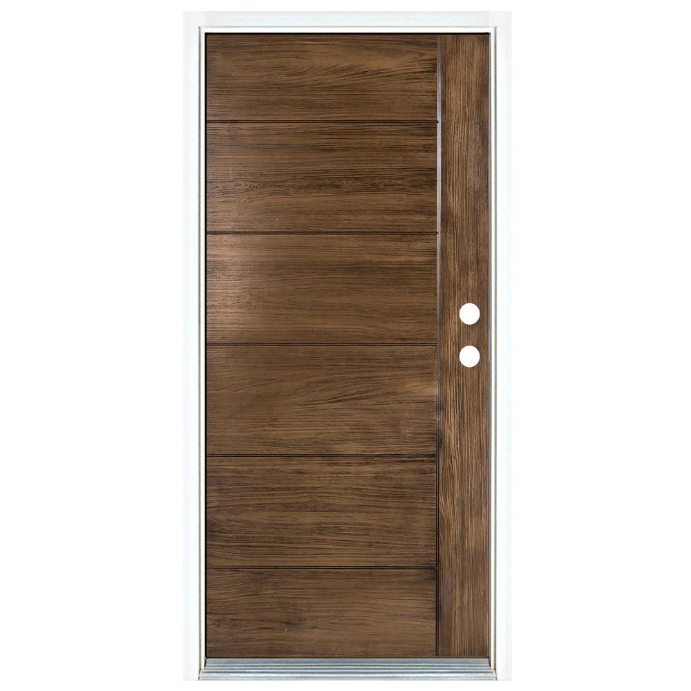 Exterior Prehung Mp Doors Front The Contemporary Teak Medium Oak Left Hand Inswing Fibergl