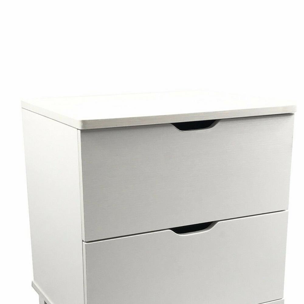 Benjara Contemporary Style 2 Drawers White Nightstand With On