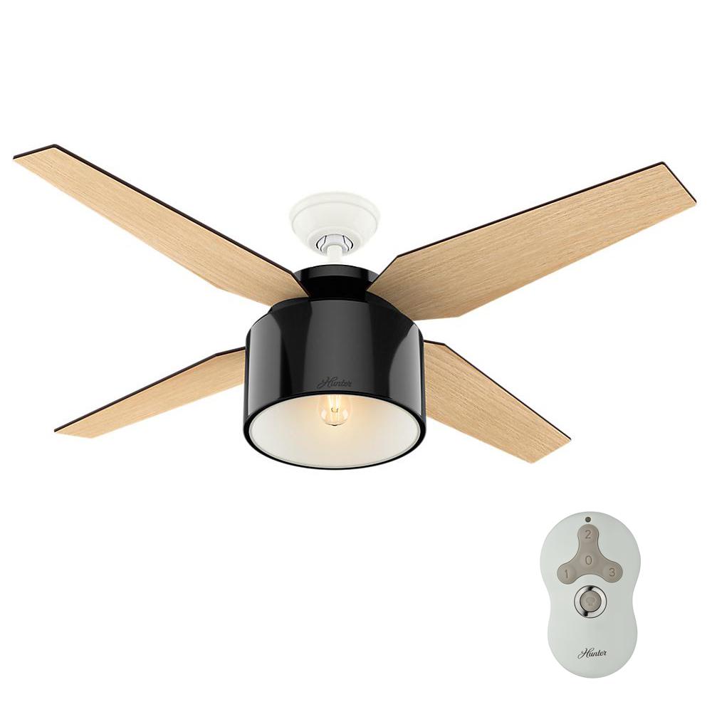 Hunter Midas 1886 Limited Edition 60 In Indoor Black Ceiling Fan Led Indoor Gloss Black Ceiling Fan