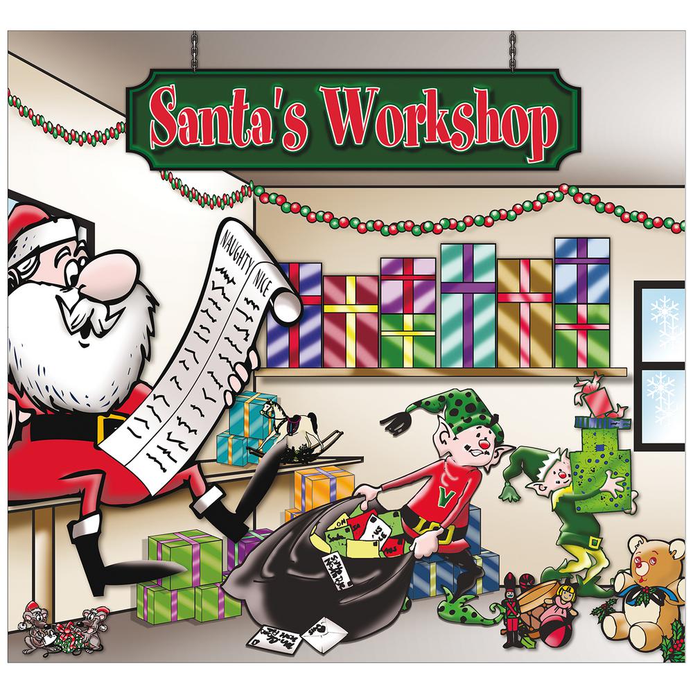 My Door Decor 7 Ft X 8 Ft Santa S Workshop Outdoor Holiday 2 Car Split Garage Door Decor Mural For Split Car Garage 2 Graphic Kit