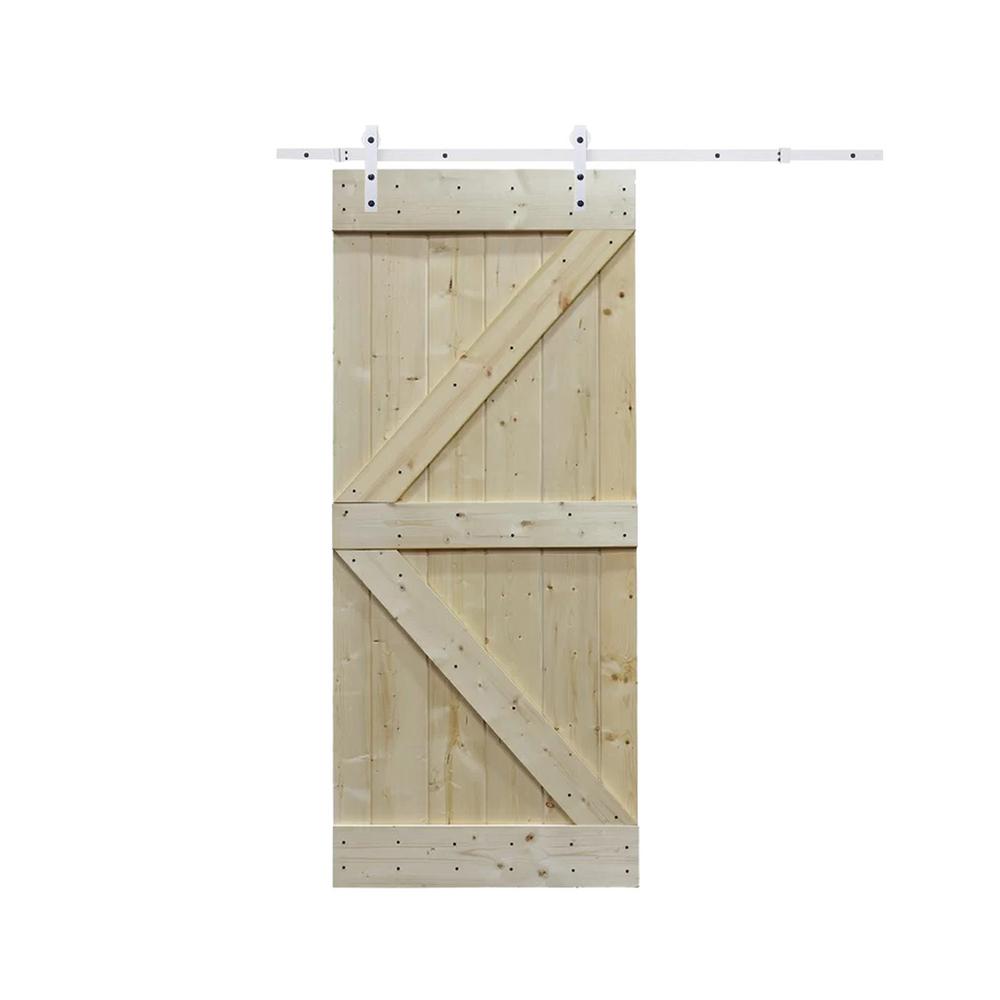 CALHOME 36 in. x 84 in. Coffee Brown Knotty Pine Finished Wood Barn