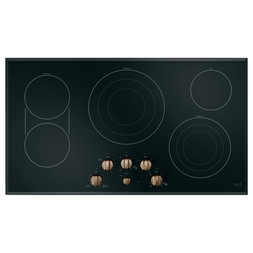 Cafe 36 In Radiant Electric Cooktop In Black And Brushed Bronze