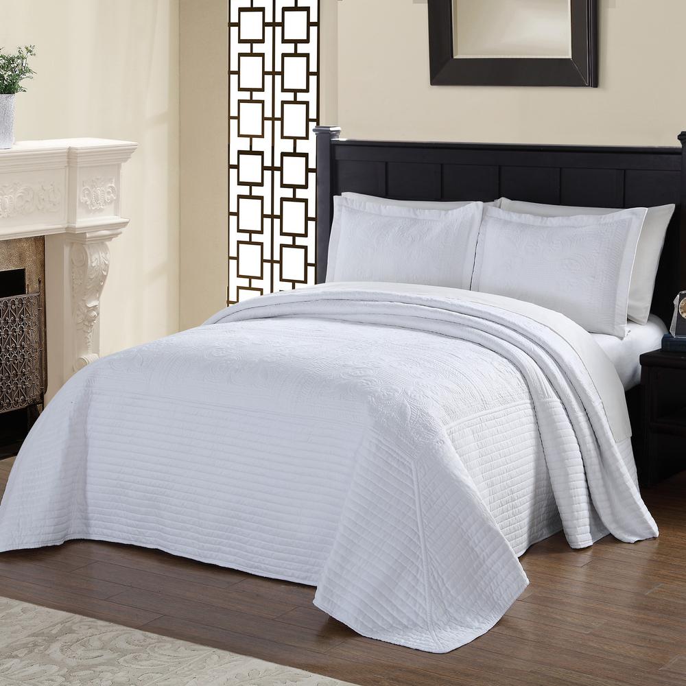 American Traditions French Tile Quilted White King Bedspread-BQ7168WTKG-4400 - The Home Depot