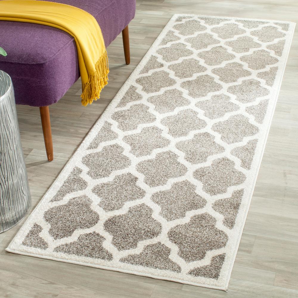 Safavieh Amherst Dark Gray Beige 2 Ft X 15 Indoor Outdoor Runner Rug