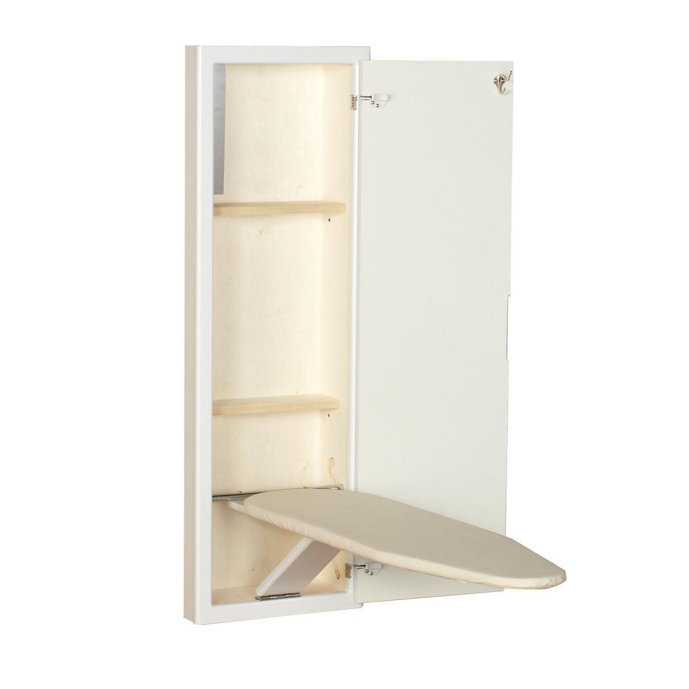 Laundry Room Storage Organization The Home Depot White Prefinished In Wall Ironing Board