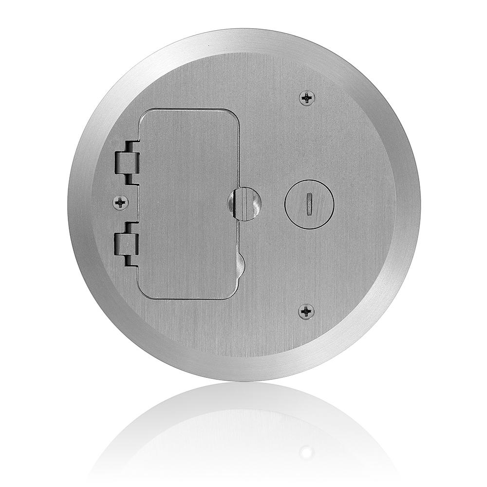 Leviton Concrete Floor Box Nickel Plated Cover Plate, 2 Duplex Screw Caps and 1 Data CapFBC1XN