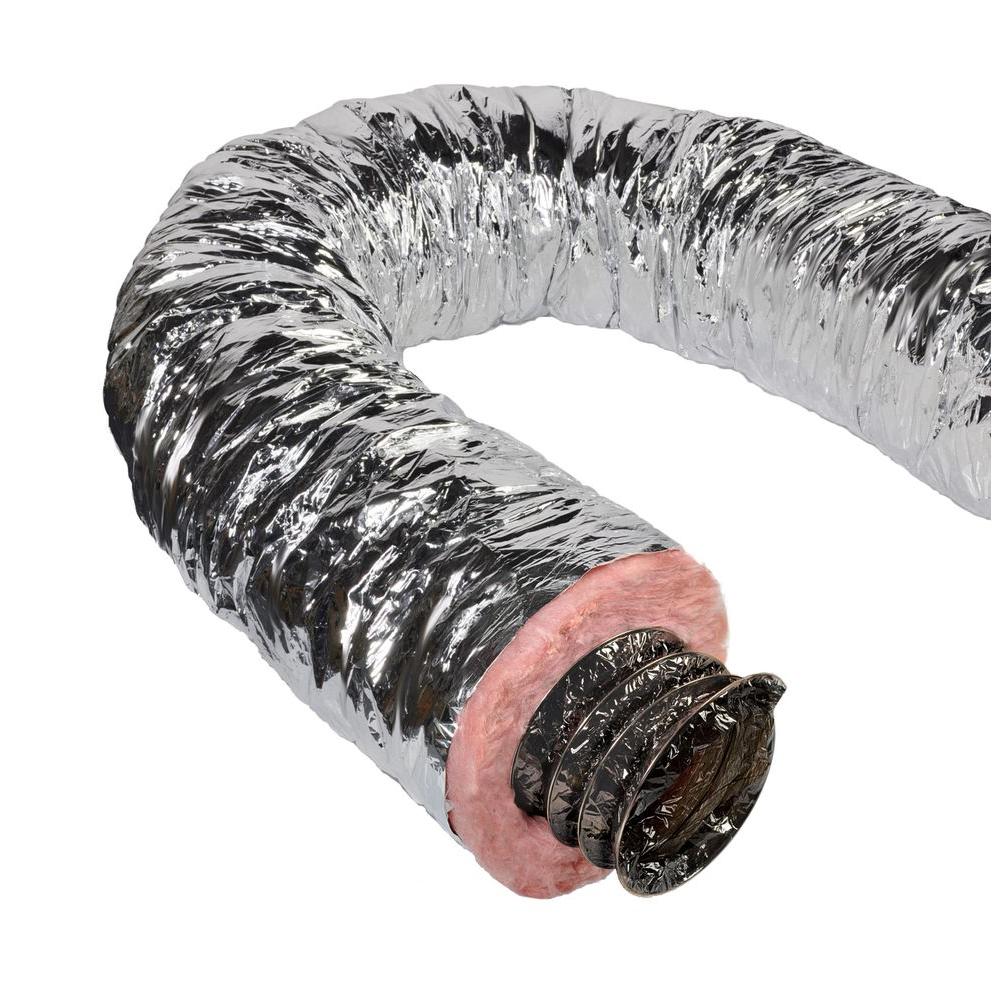 Master Flow F6IFD Flexible Insulated Air Duct Pipe, 10 in x 25 ft, Fiberglass Yarn