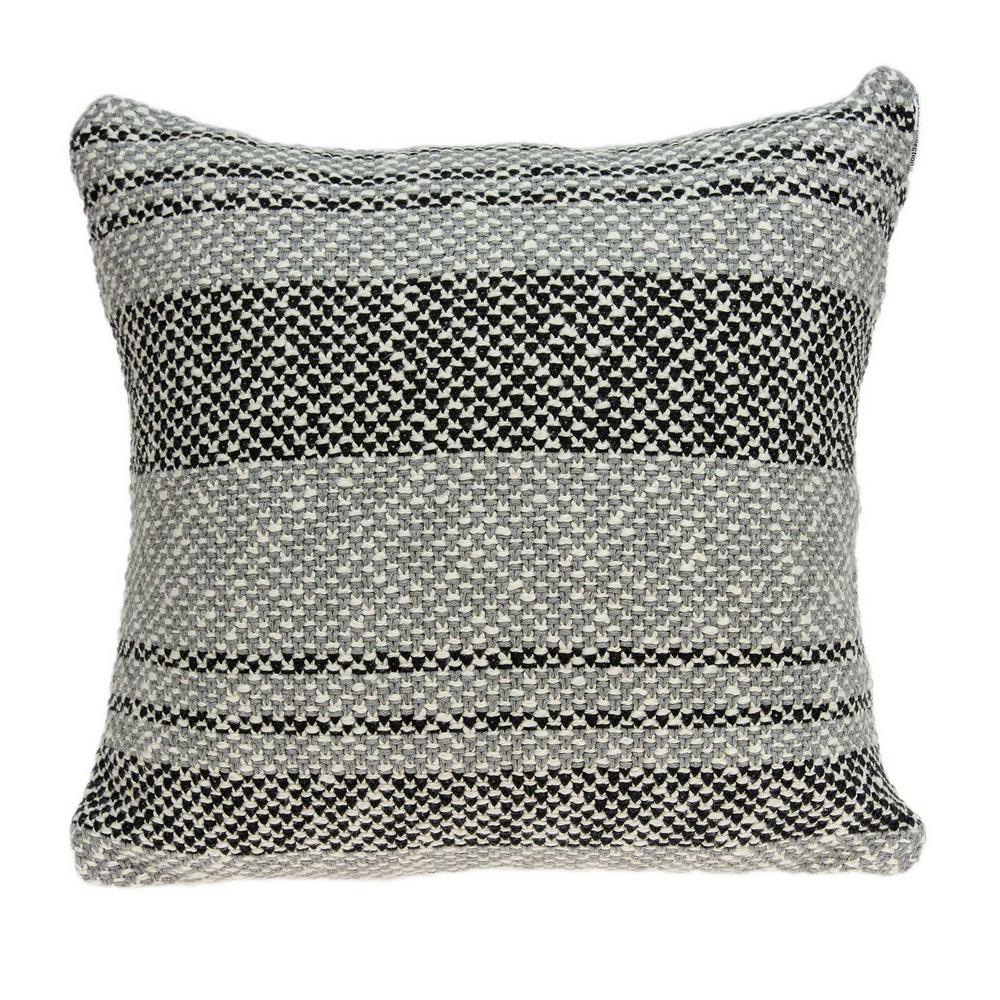Homeroots Jordan 20 In Gray Woven Look Throw Pillow Cover 334248