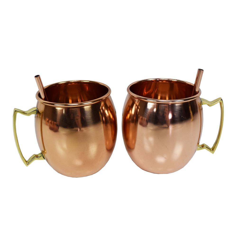 Set of 2 Copper Modern Home Authentic 100/% Solid Moscow Mule Straws