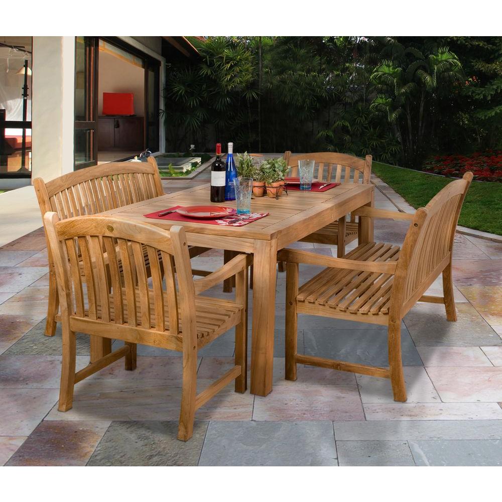 Amazonia Geneve 5 Piece Teak Patio Dining Set Sc Geneve The Home