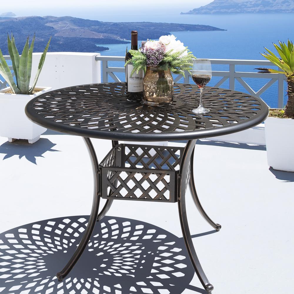 Nuu Garden 36 Inch Outdoor Round Patio Aluminum Bistro ...