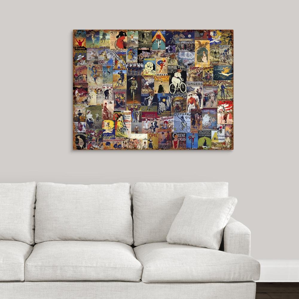 World Bicycle Tour Collage By Art Licensing Studio Canvas Wall