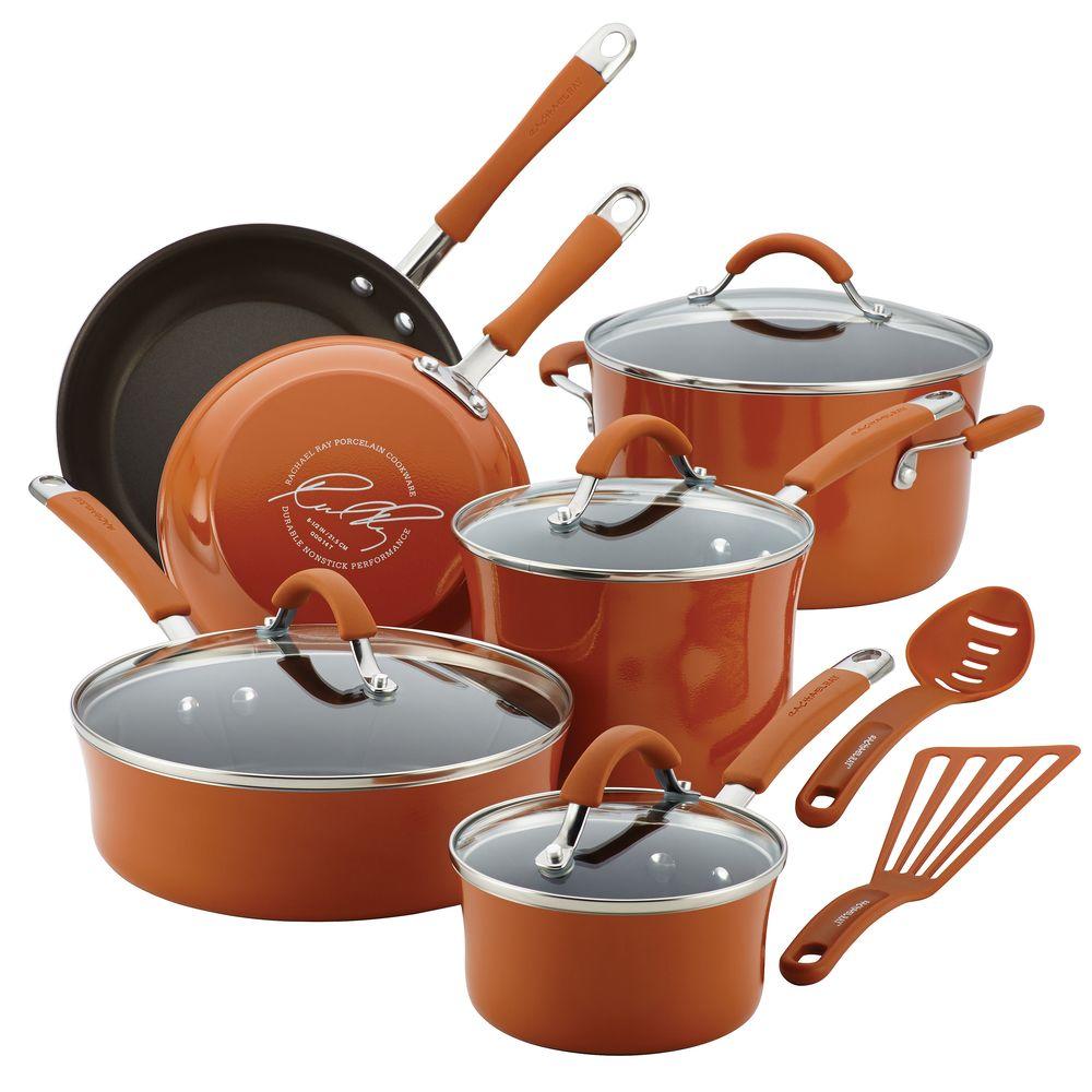 Rachael Ray Cucina 12-Piece Pumpkin Orange Cookware Set with Lids by Rachael Ray