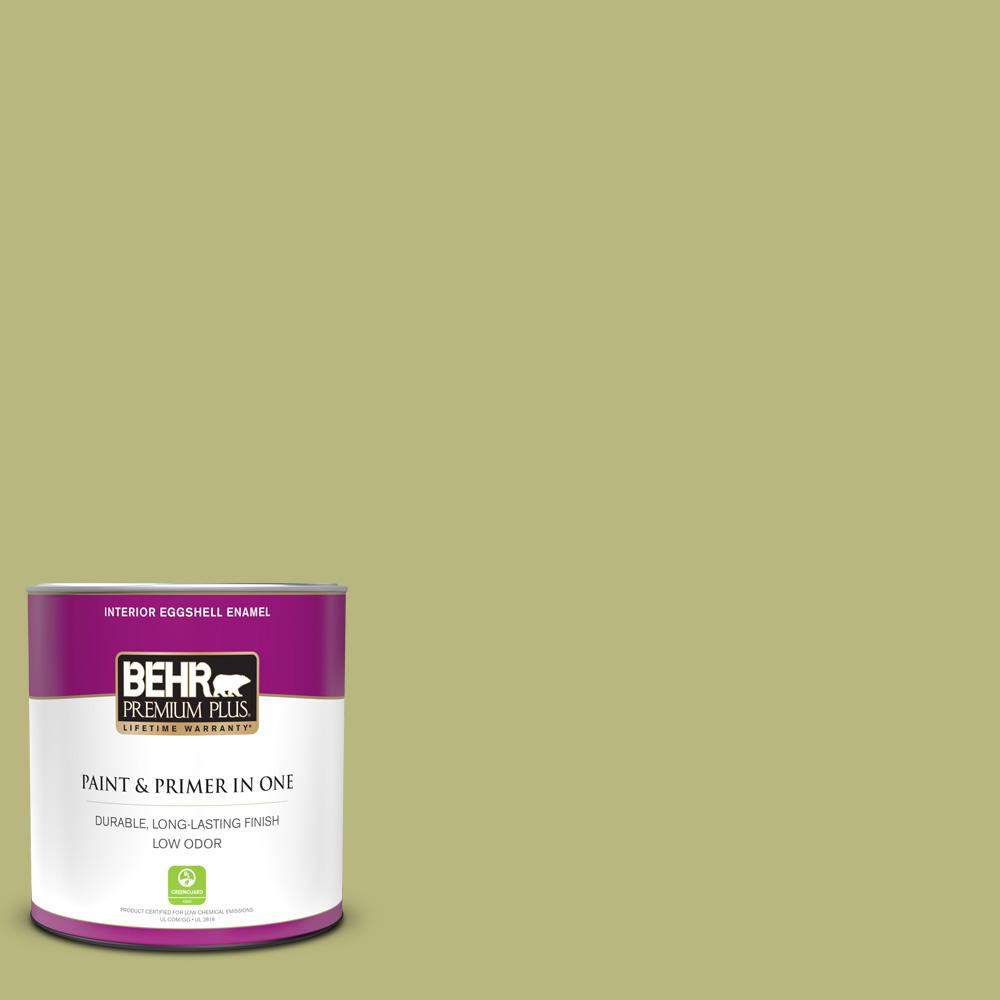 BEHR PREMIUM PLUS 1 qt. 400D5 Grass Cloth Eggshell Enamel Low Odor