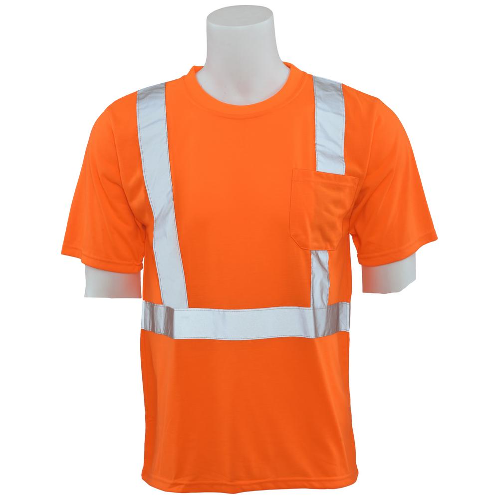 ERB 9601S L Class 2 Short Sleeve Hi Viz Orange Unisex Poly Jersey T
