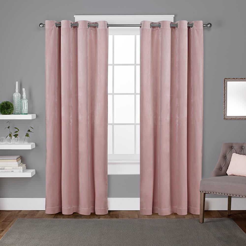 Velvet 54 In W X 108 L Grommet Top Curtain Panel L Velvet Grommet Top Curtain Panel In Blush 2 Panels Eh8196 07 108g The Home Depot