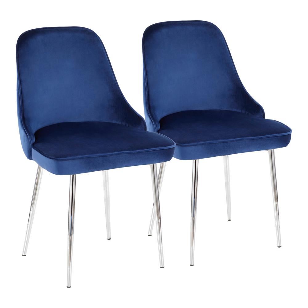 Lumisource Marcel Navy Blue Velvet and Chrome Dining Chair ...