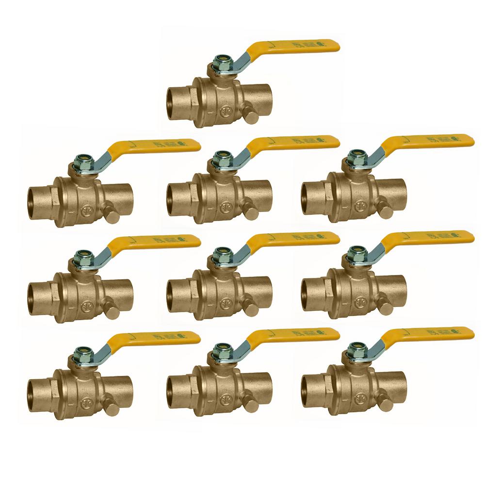 1/2 in. SWT x 1/2 in. SWT Premium Brass Full Port Ball Valve with Drain