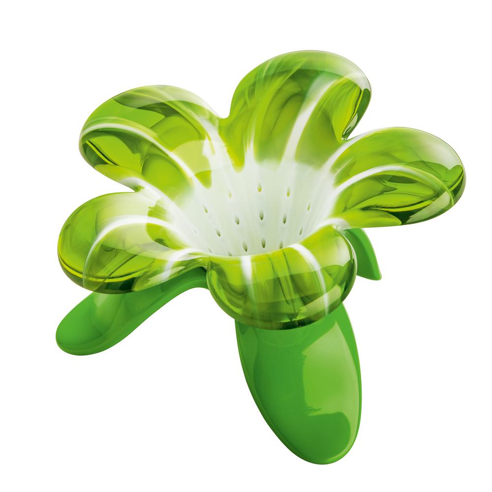 Audrey Grass with Transparent Olive Green/Cotton White Thermoplastic Tea Strainer