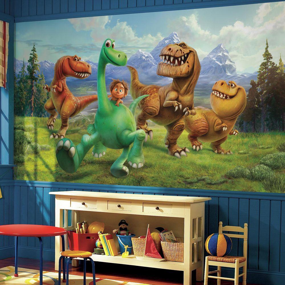 Roommates 72 In W X 126 H The Good Dinosaur Xl Chair Rail 7 H The Good Dinosaur Xl Chair Rail 7 Panel Prepasted Wall Mural Jl1372m Home Depot