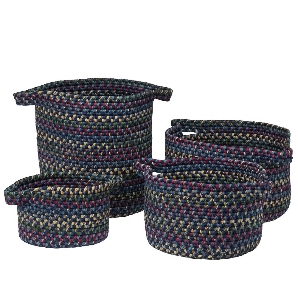 Decorative Baskets Bo Storage The Home Depot Vintage Farmhouse Round Polypropylene Basket Midnight Set Of 3