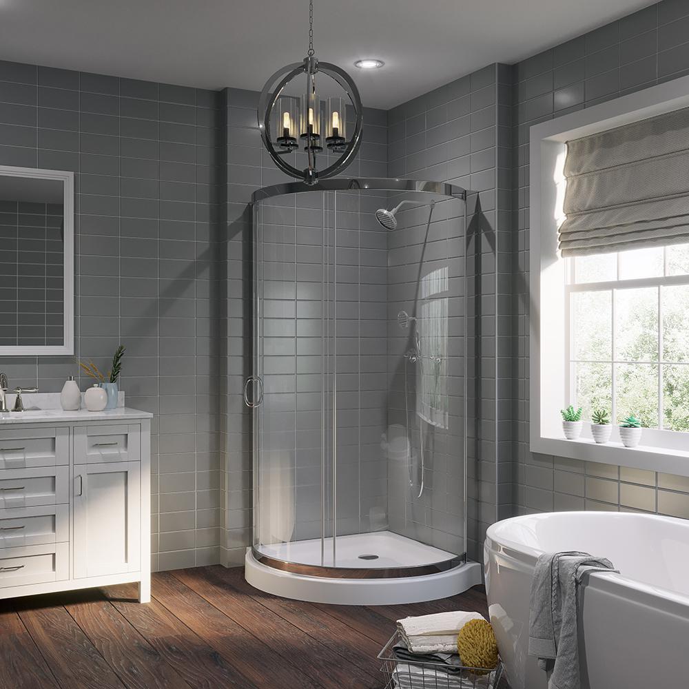 OVE Decors Breeze 36 in. x 36 in. x 76 in. Shower Kit with Reversible Sliding Door and Shower