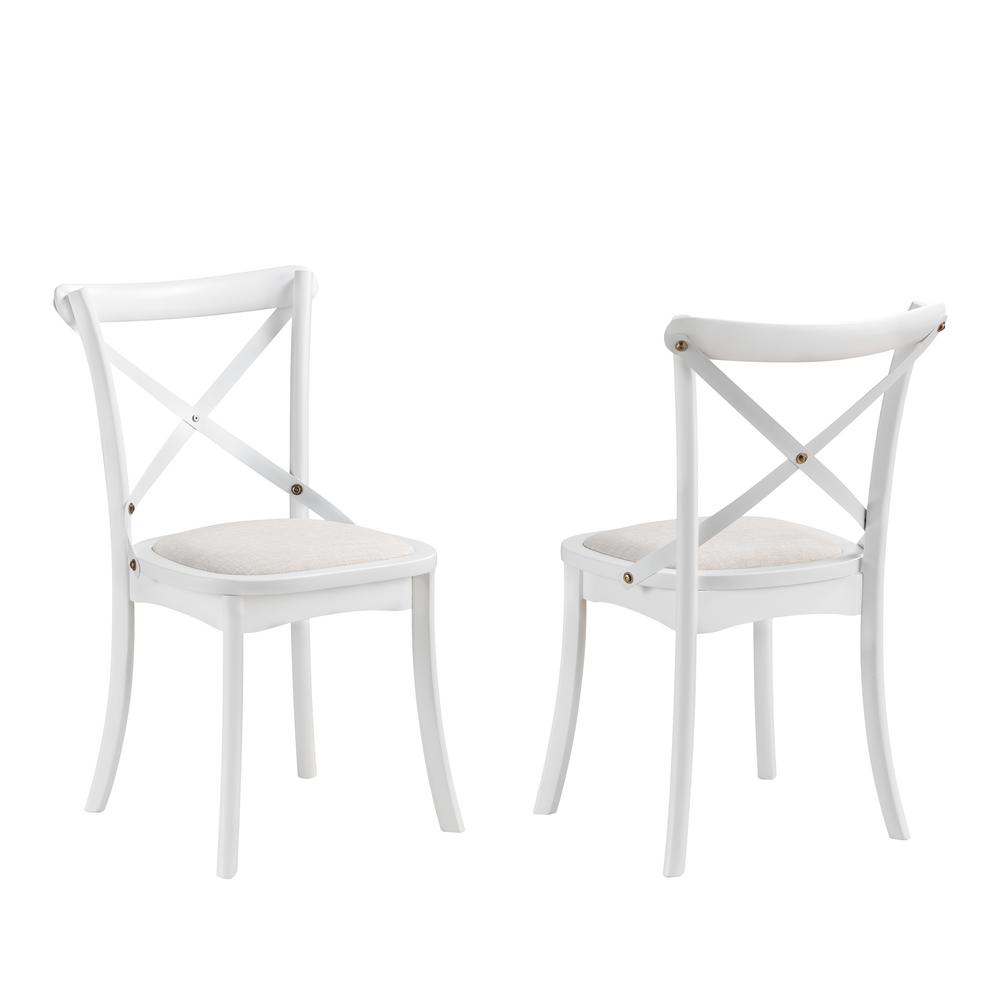 Unbranded Lindsay White X Back Upholstered Dining Chair Set Of 2 Cl2318u Pwbg The Home Depot