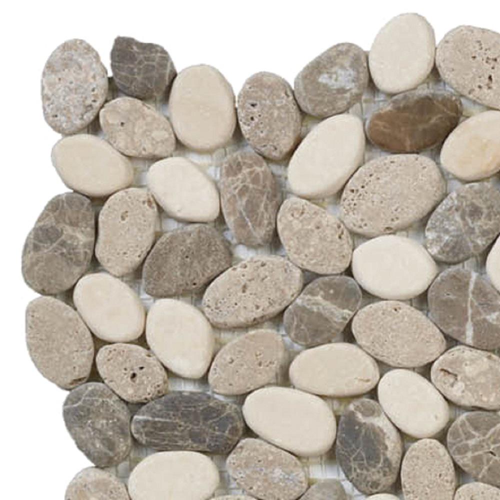 Jeffrey Court Emperador River Rocks 3 In X 6 10 Mm Marble Jeffrey Court Emperador River Rocks 3