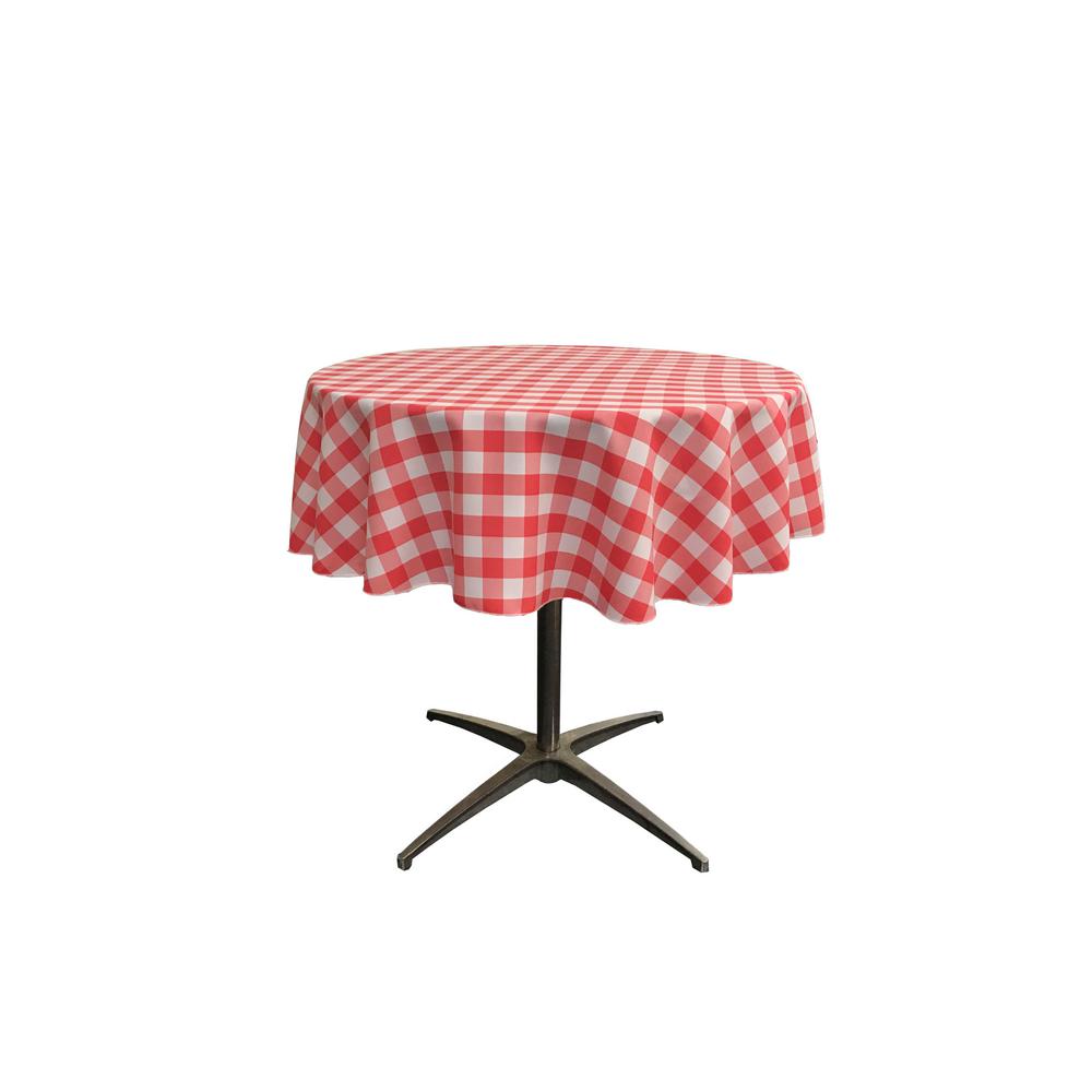 La Linen 58 In White And C Polyester Gingham Checd Round White And C Polyester Gingham Checd Round Tablecloth