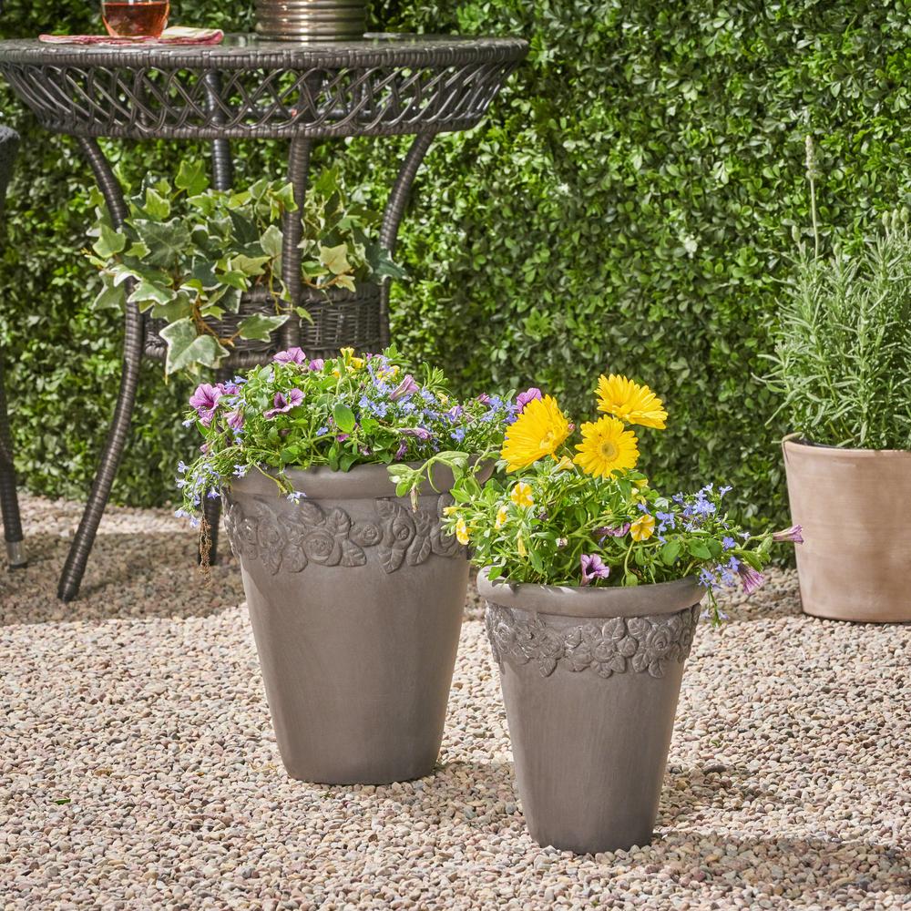 Noble House Alba 8.5 in. x 8.5 in. Antique Grey Concrete Outdoor Garden