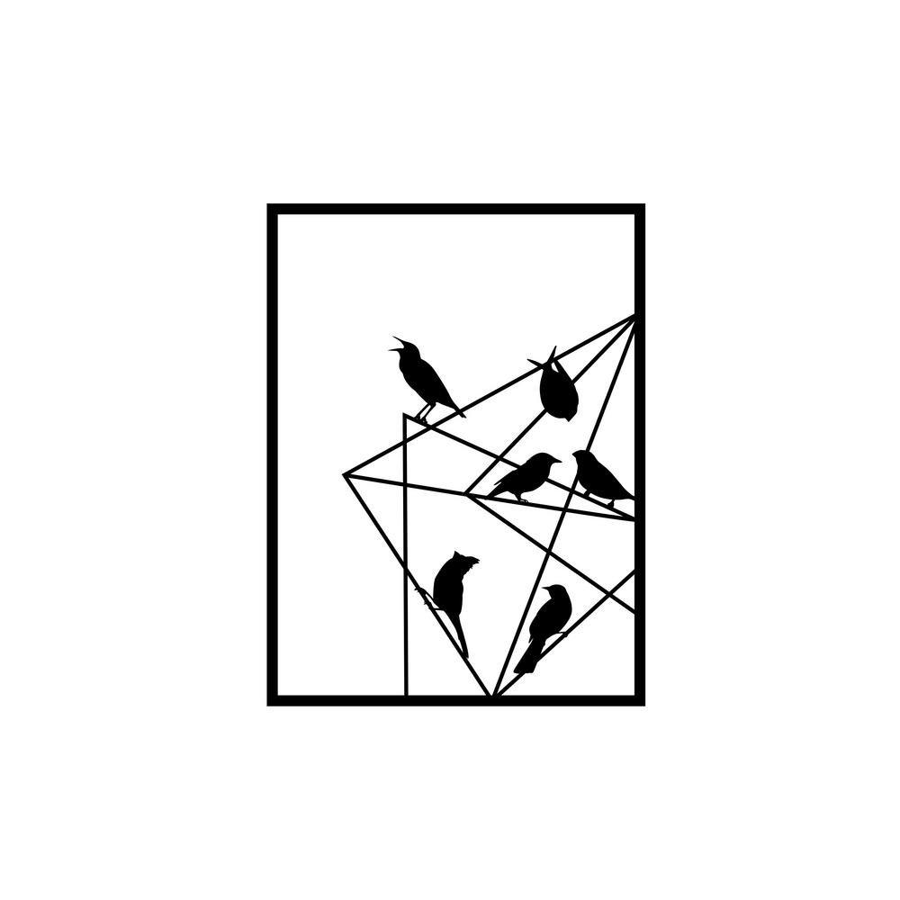 Geo Birds Black Modern Metal Wall Art