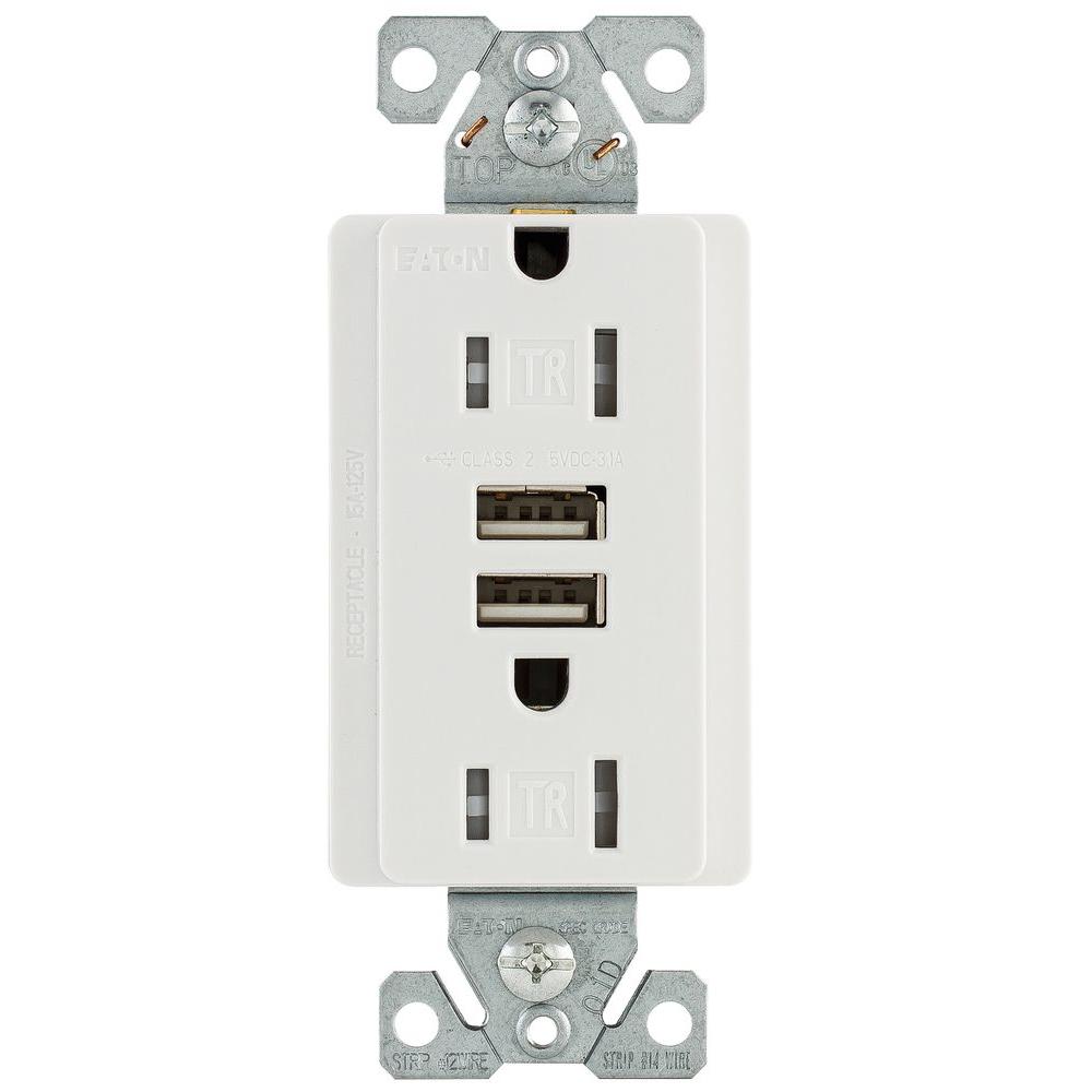 Leviton 15 Amp Decora Combination Tamper Resistant Duplex Outlet And ...