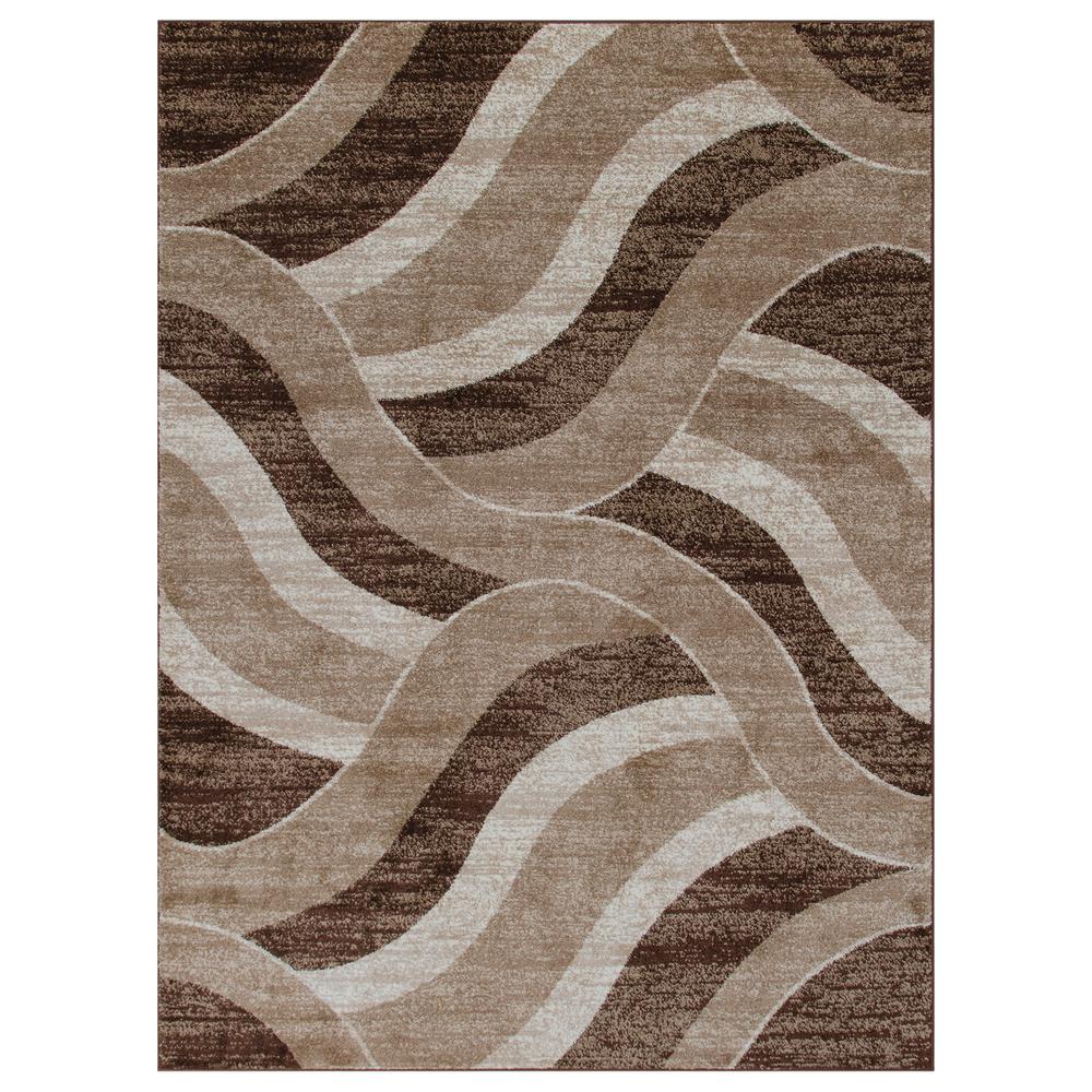 City Collection Brown Waves 5 Ft X 7 Indoor Area Rug Cit3158